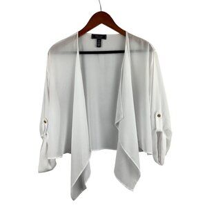 C. Wonder Christian Siriano XS White Sheer Open Front Cardigan With Gold Button